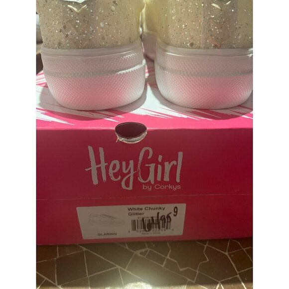 nwt hey girl by corkys white sparkling tennis shoe in box - Picture 8 of 10